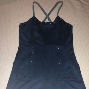 Studded romper suede